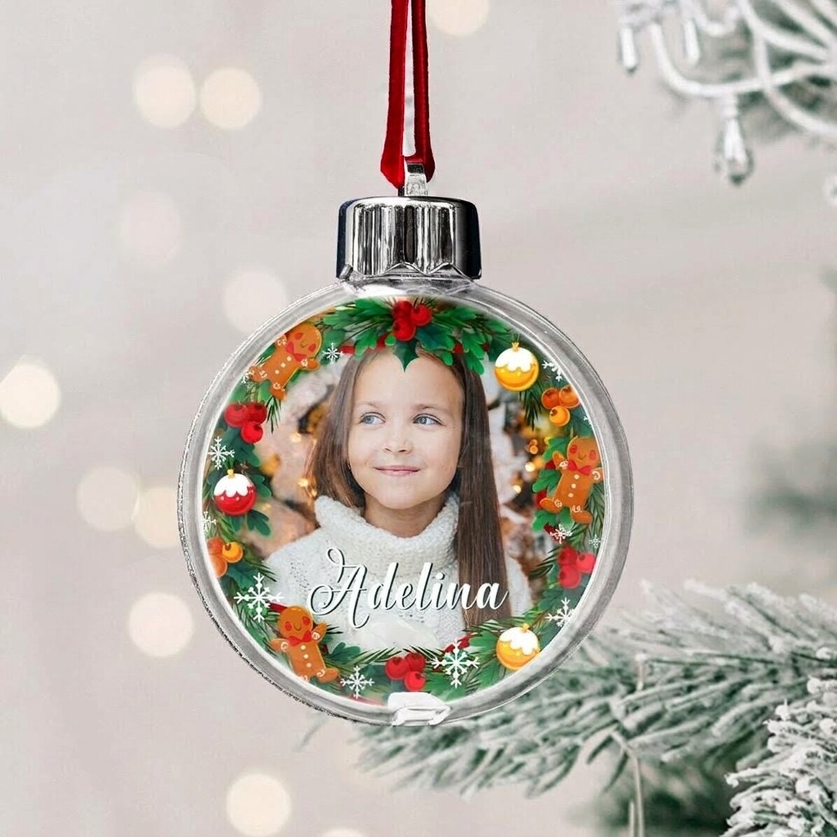 Bola de Navidad personalizada con foto y texto - Gingerbread