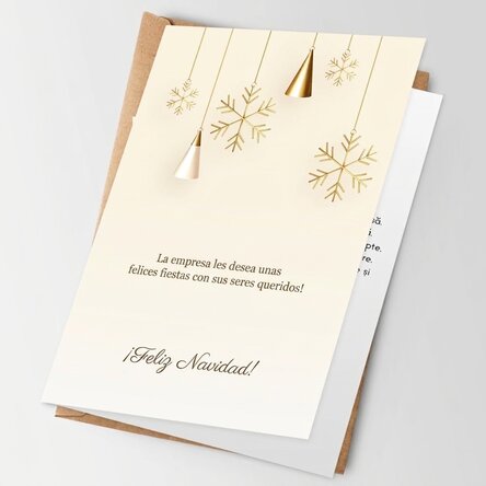 Tarjeta de felicitación personalizada, anverso y reverso, con texto y logotipo - Adornos