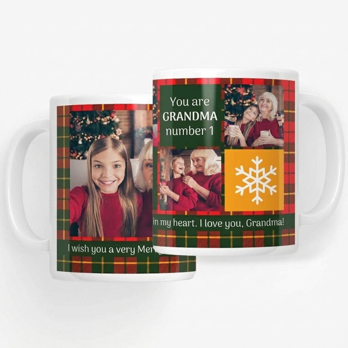 Taza personalizada con 5 fotos y texto - Con aire navideño