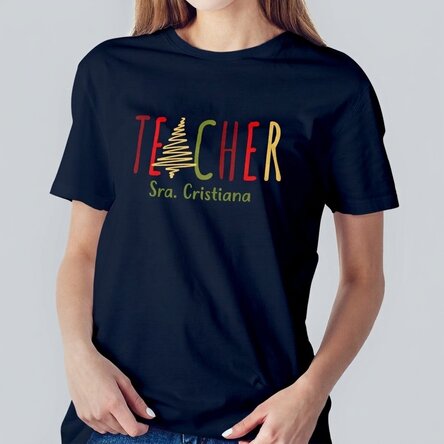 Camiseta de algodón personalizada con nombre - Christmas Teacher