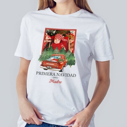 Camiseta de algodón personalizada con foto y texto - El coche de los regalos