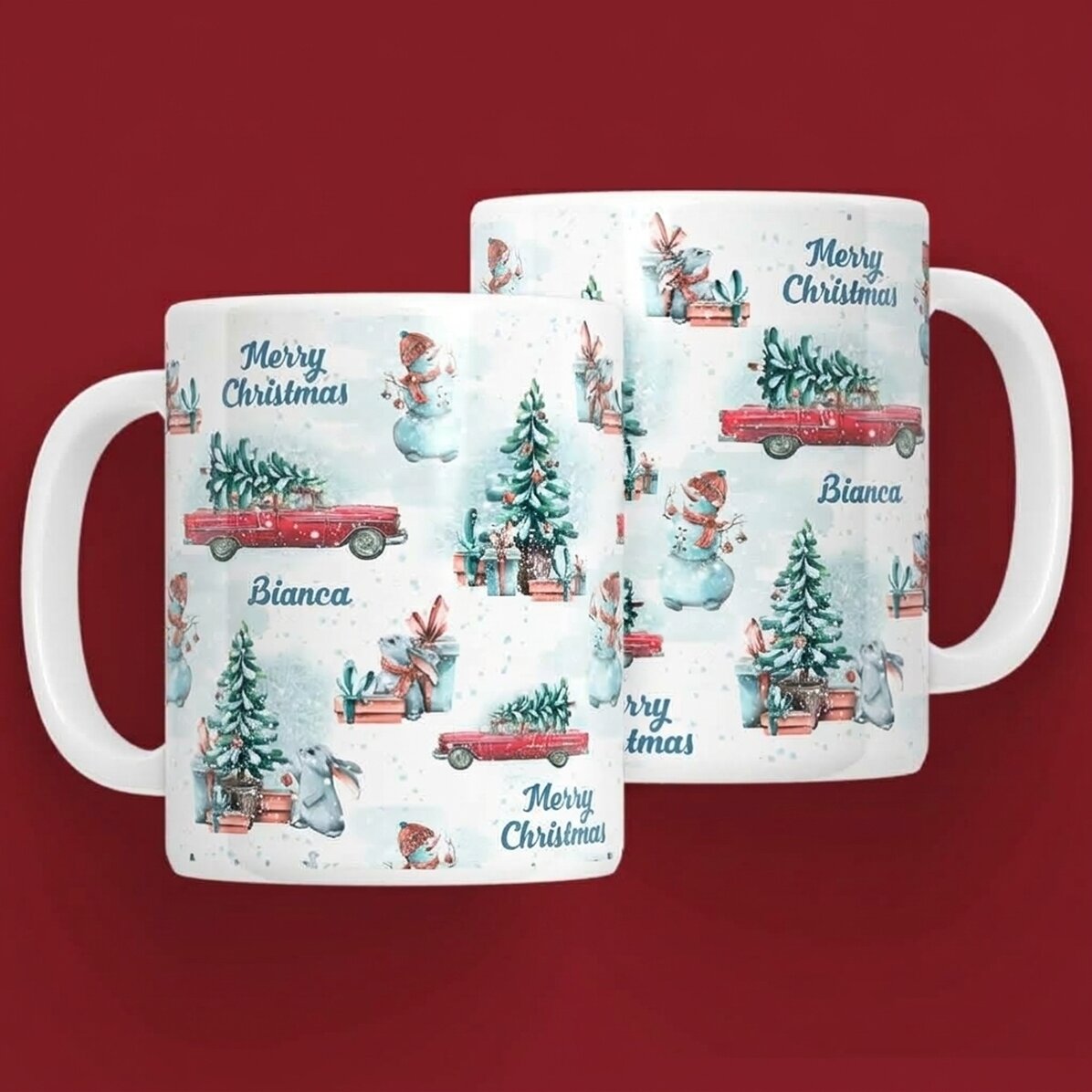 Taza personalizada con el texto «Merry Christmas»