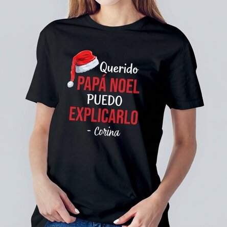 Camiseta de algodón personalizada con el texto «Dear Santa»
