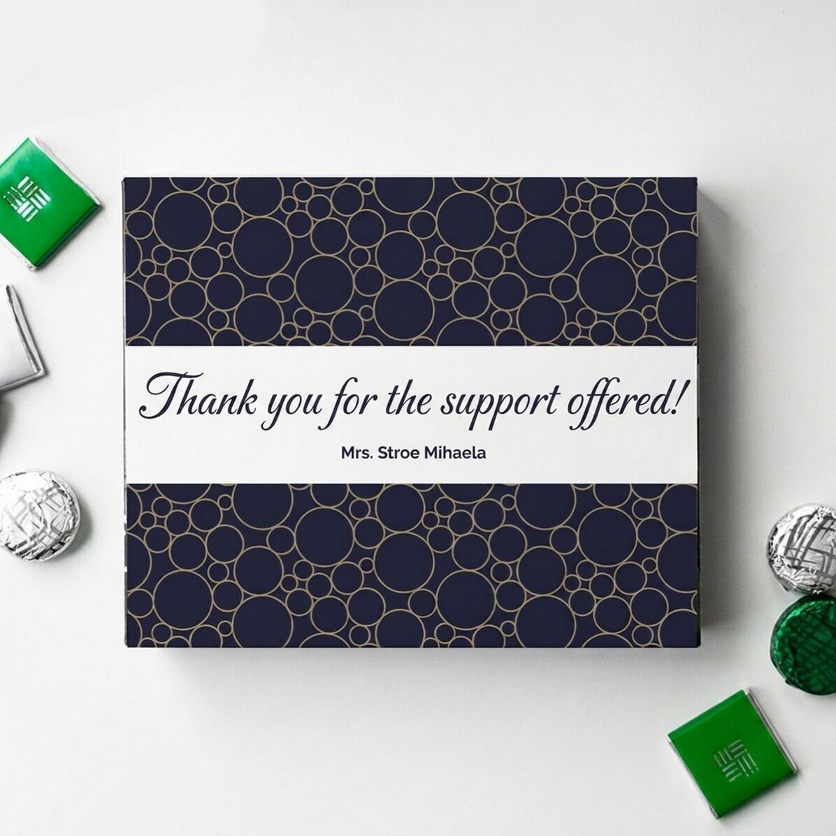 Caja de bombones personalizada con mensaje de agradecimiento - Elegante