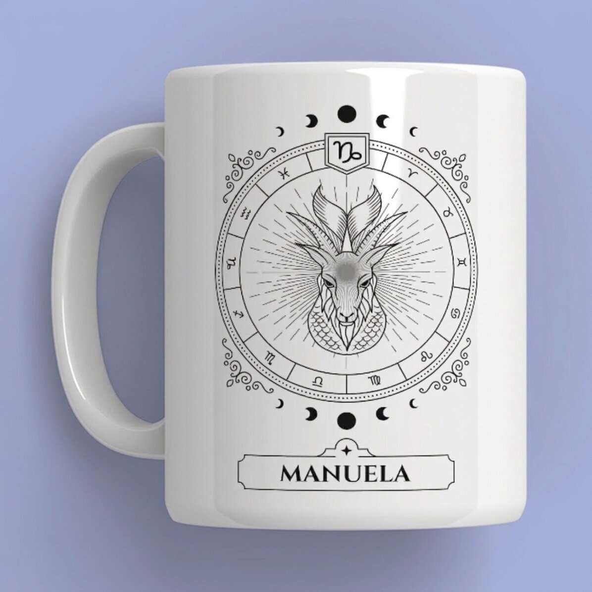 Taza personalizada con nombre y signo del zodiaco: Capricornio