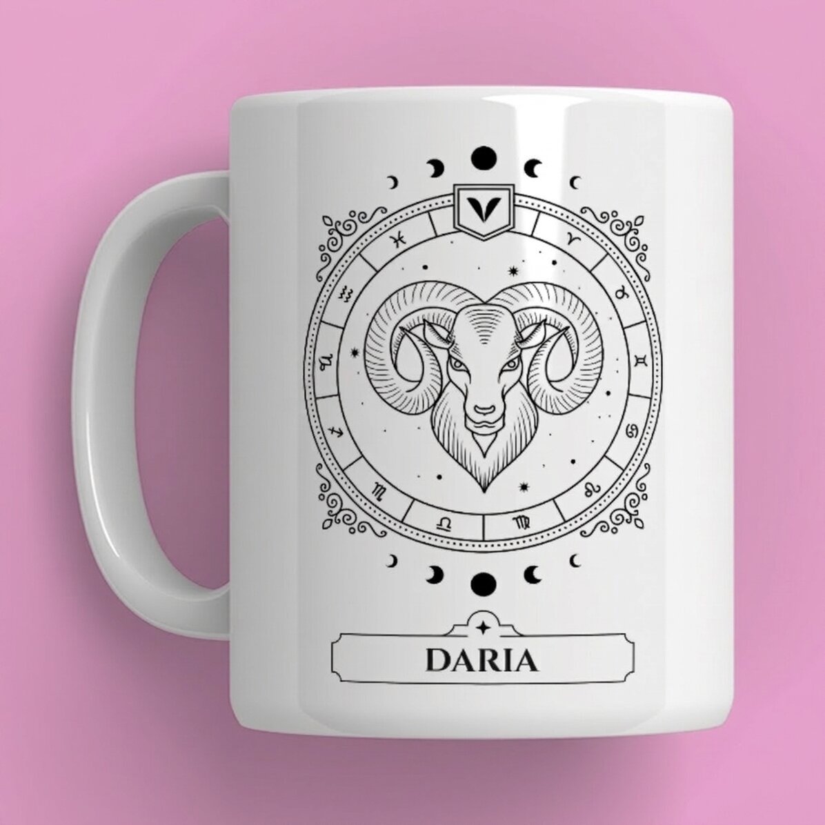 Taza personalizada con nombre y signo del zodiaco: Aries