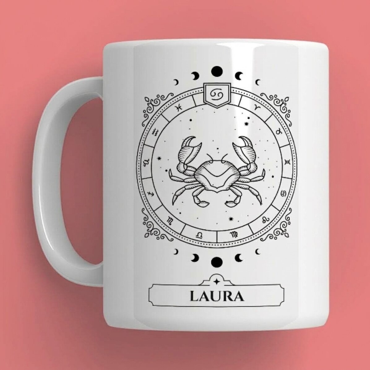 Taza personalizada con nombre y signo del zodiaco: Cáncer
