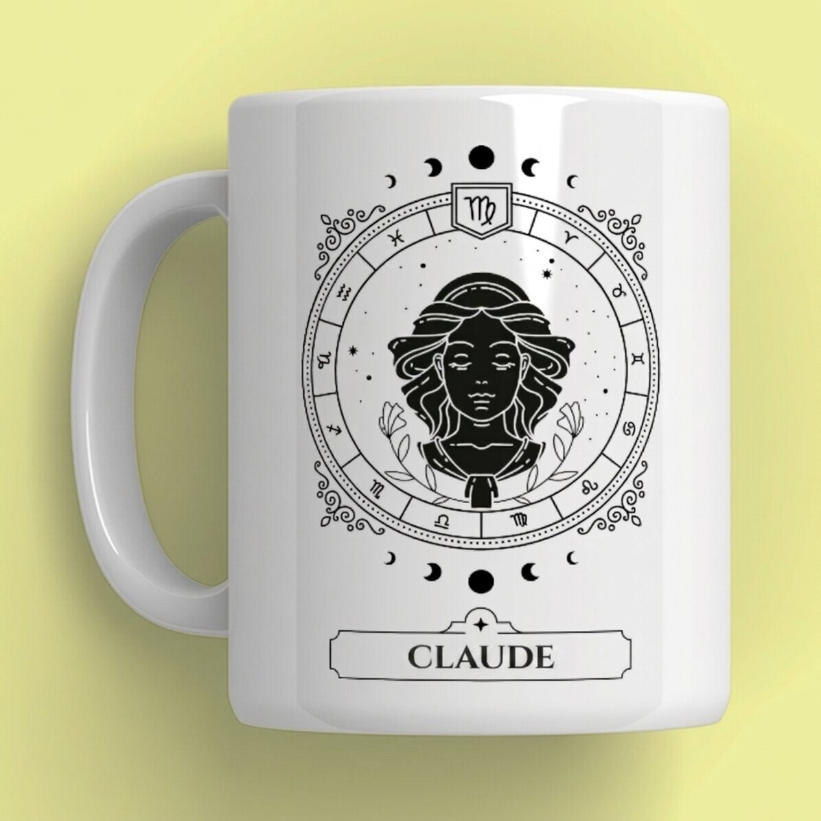 Taza personalizada con nombre y signo del zodiaco: Virgo
