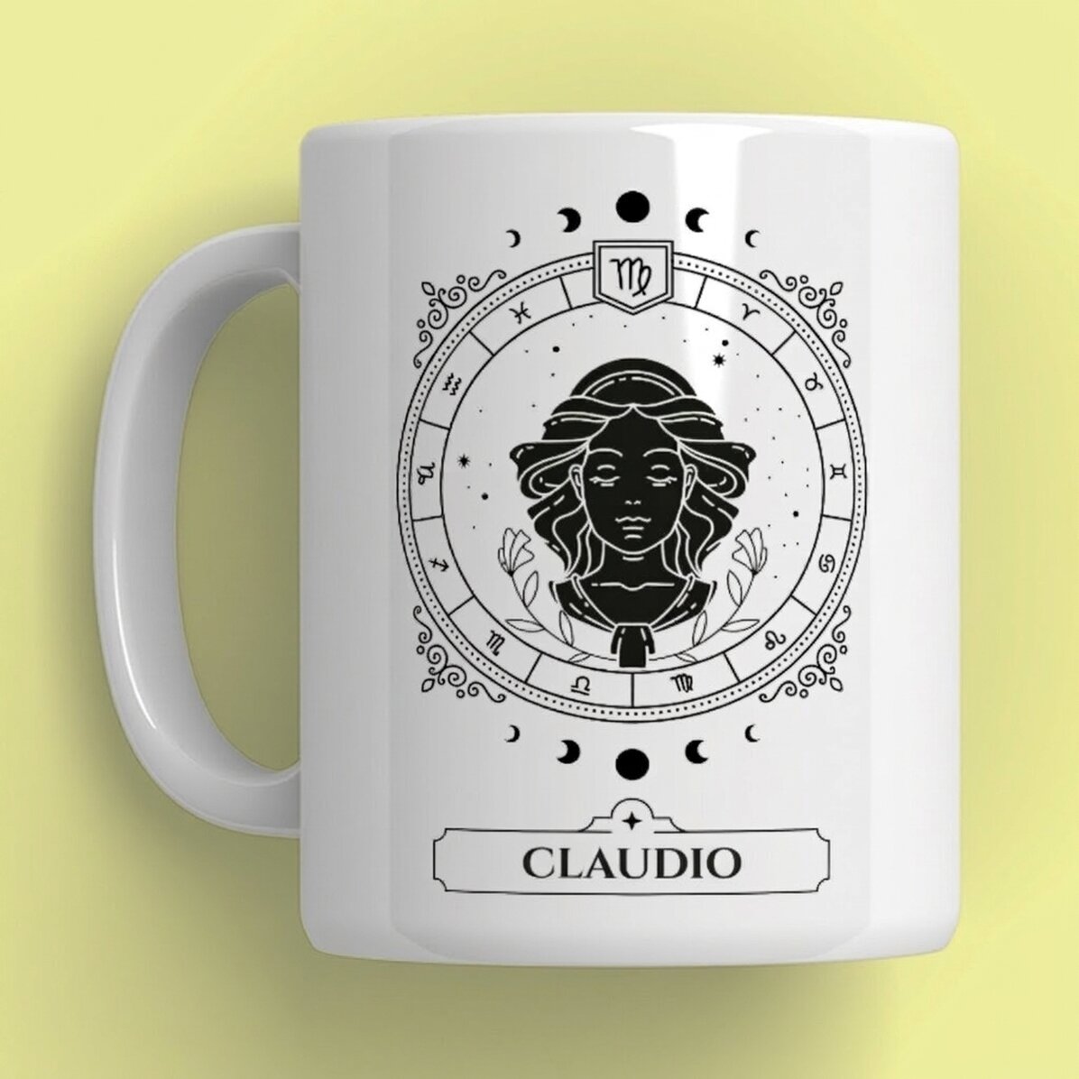 Taza personalizada con nombre y signo del zodiaco: Virgo