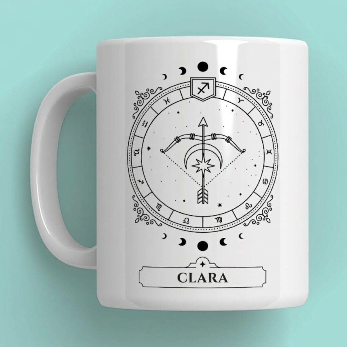 Taza personalizada con nombre y signo del zodiaco: Sagitario