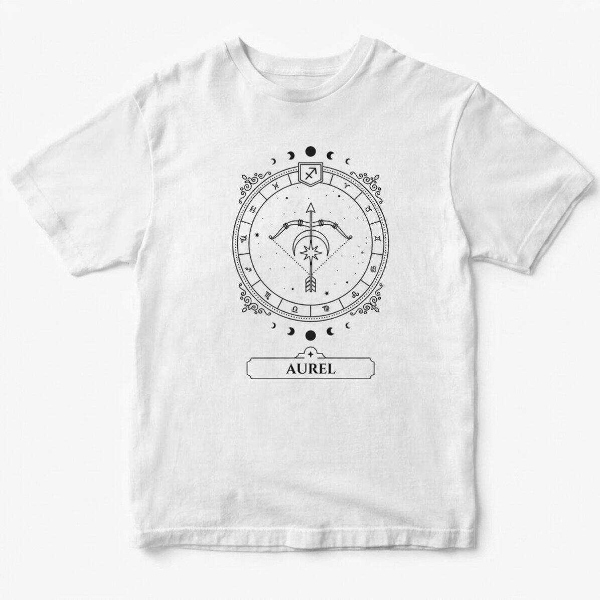 Camiseta de algodón personalizada con nombre y signo del zodiaco: Sagitario