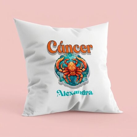 Cojín personalizado con nombre y signo del zodiaco: Cáncer