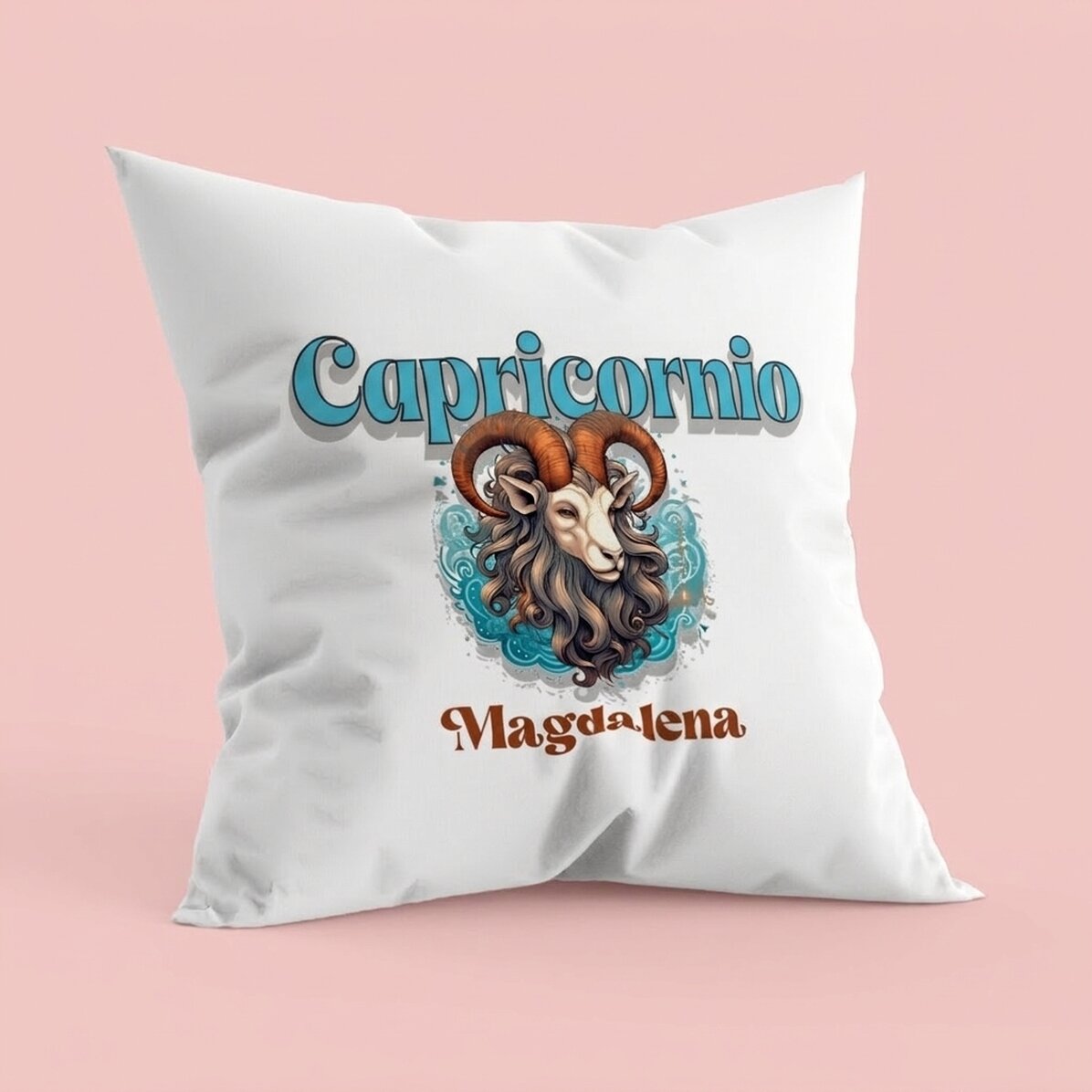 Cojín personalizado con nombre y signo del zodiaco: Capricornio