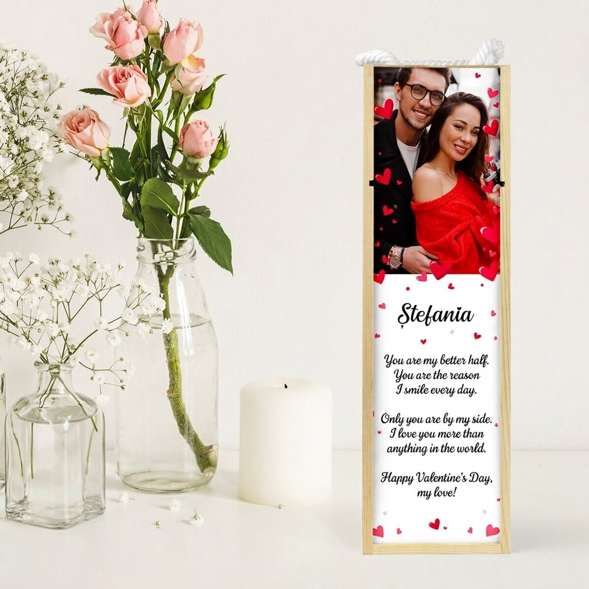 Caja de vino personalizada con una foto y un mensaje - Love