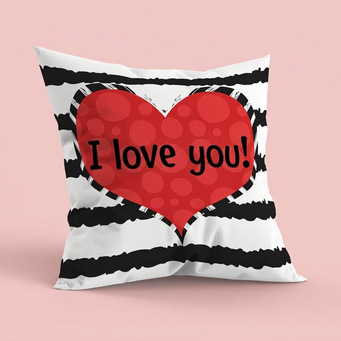 Cojín personalizado con texto, tamaño grande - Doodle heart