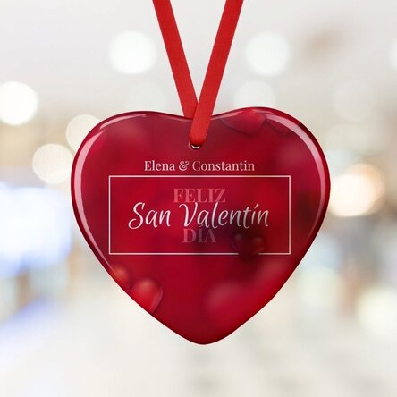Adorno de corazón personalizado con texto - Love & Hearts