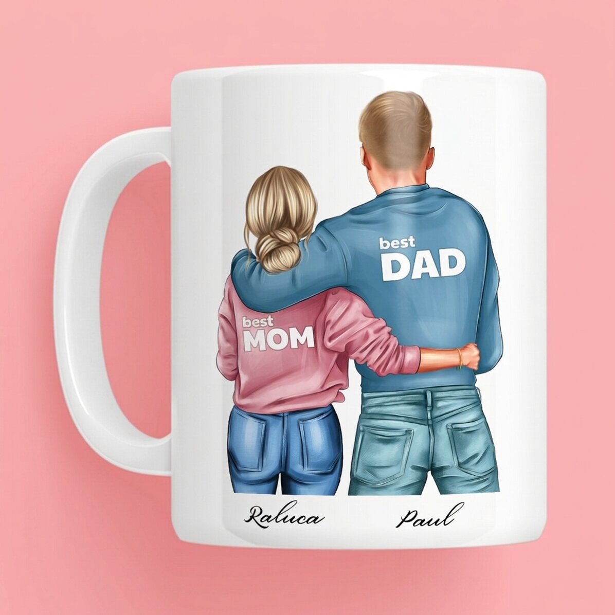Taza personalizada con nombre - Mamá y papá