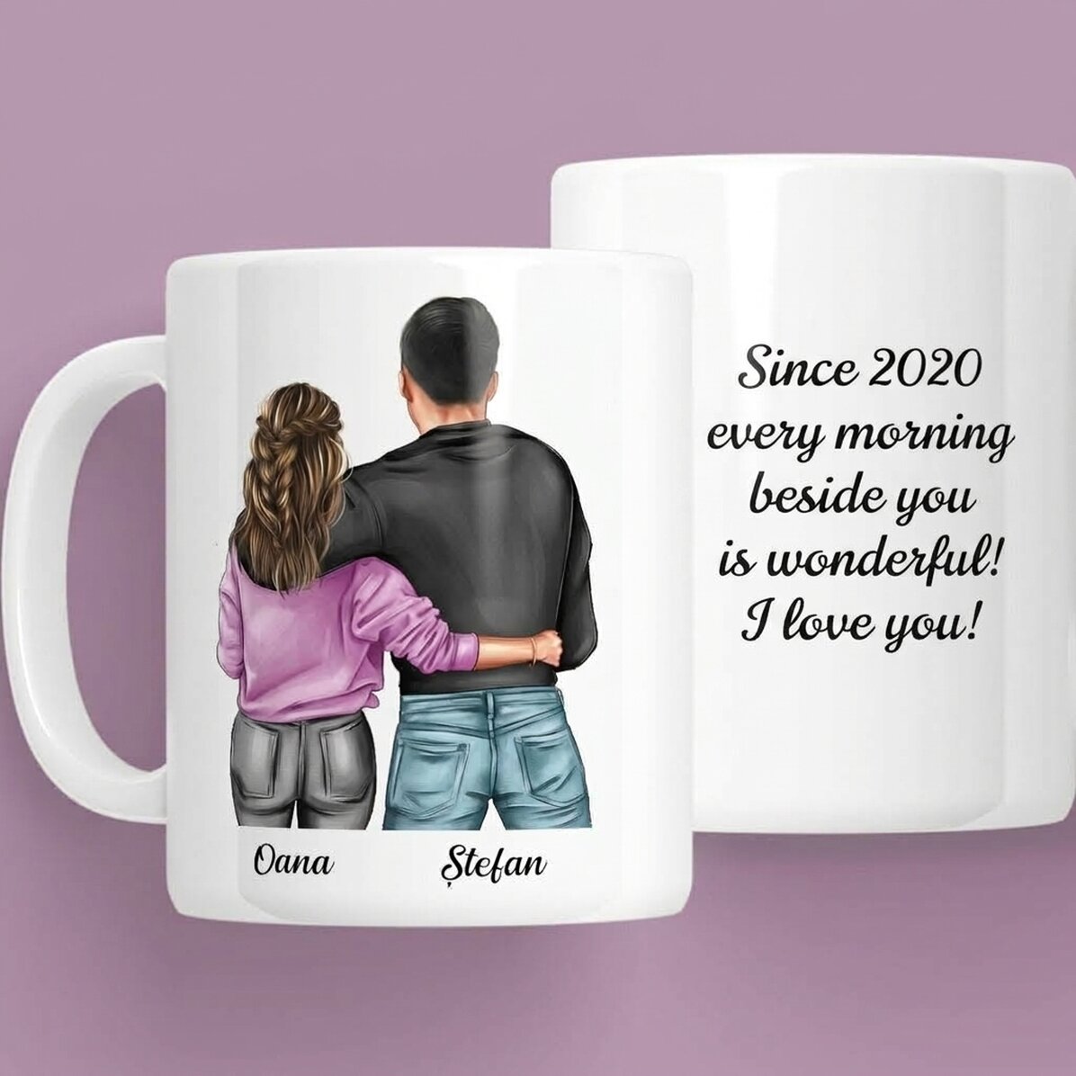 Taza personalizada con nombre y mensaje - Pareja