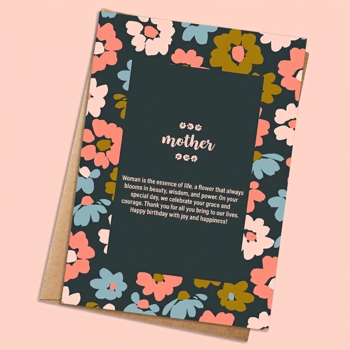 Tarjeta personalizada con texto - Flores bonitas