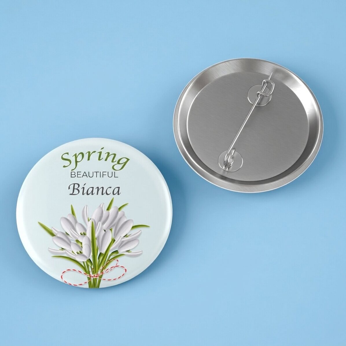 Insignia personalizada con texto - Nieve
