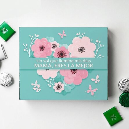 Caja de bombones personalizada con texto - Flower heart