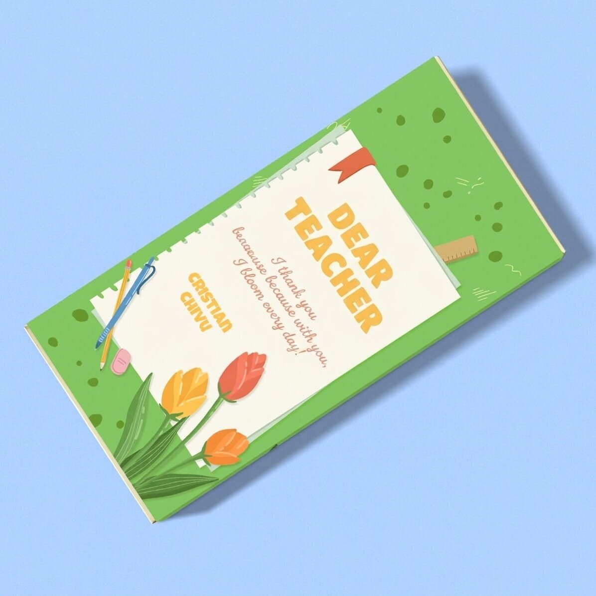 Chocolate personalizado con mensaje - Tulipanes para los profesores