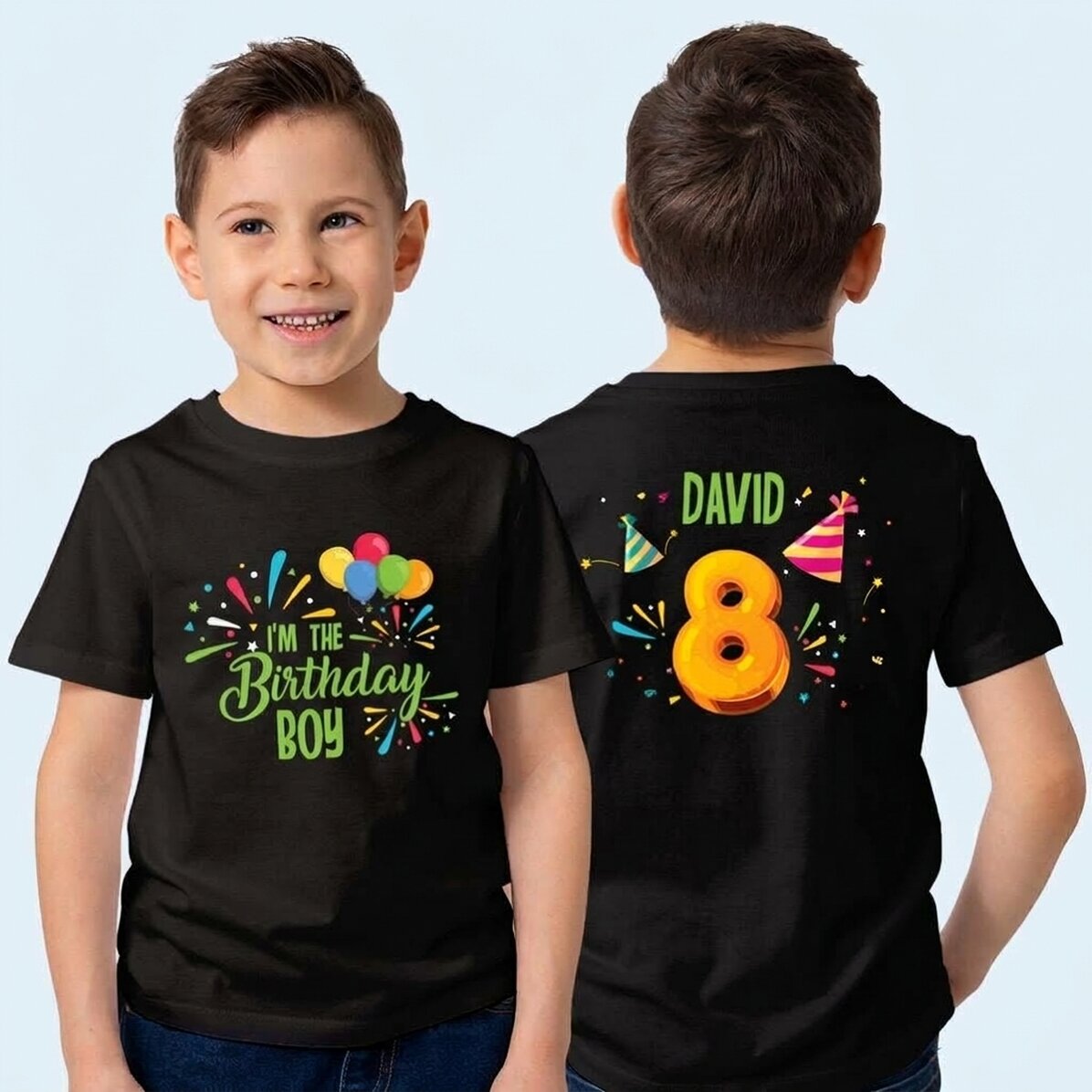 Camiseta de algodón personalizada para niña, con diseño en el anverso y en el reverso, para un cumpl