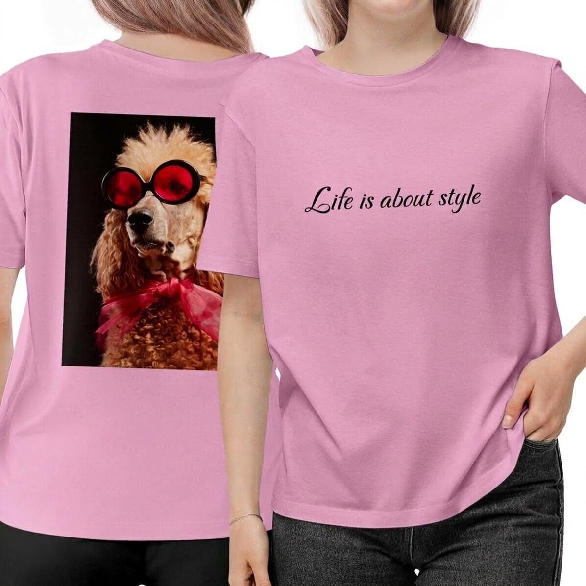 Camiseta de algodón personalizada con texto y foto por delante y por detrás