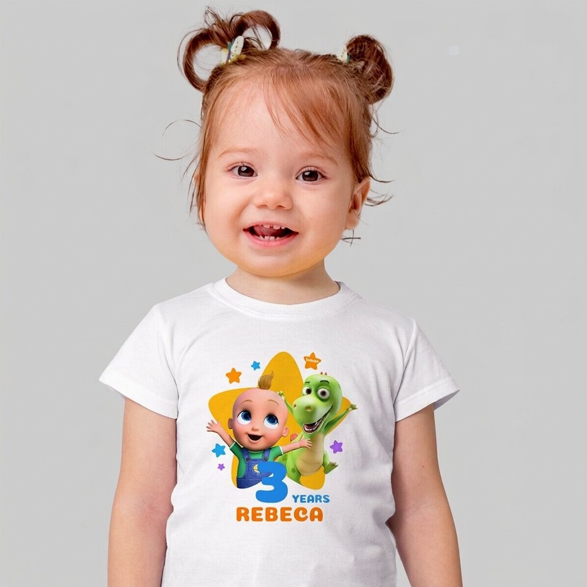 Camiseta de algodón para niños personalizada con nombre - Cumpleaños con TraLaLa