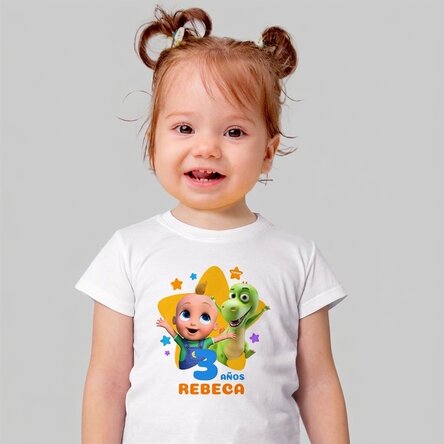 Camiseta de algodón para niños personalizada con nombre - Cumpleaños con TraLaLa