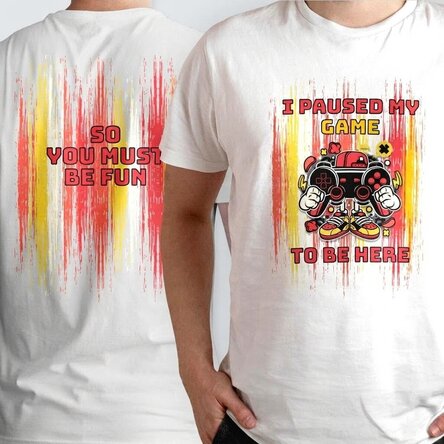 Custom cotton T-shirt with text on both sides - Gamer