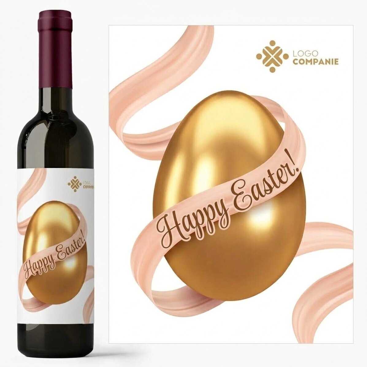 Vino personalizado con logotipo - Feliz Pascua