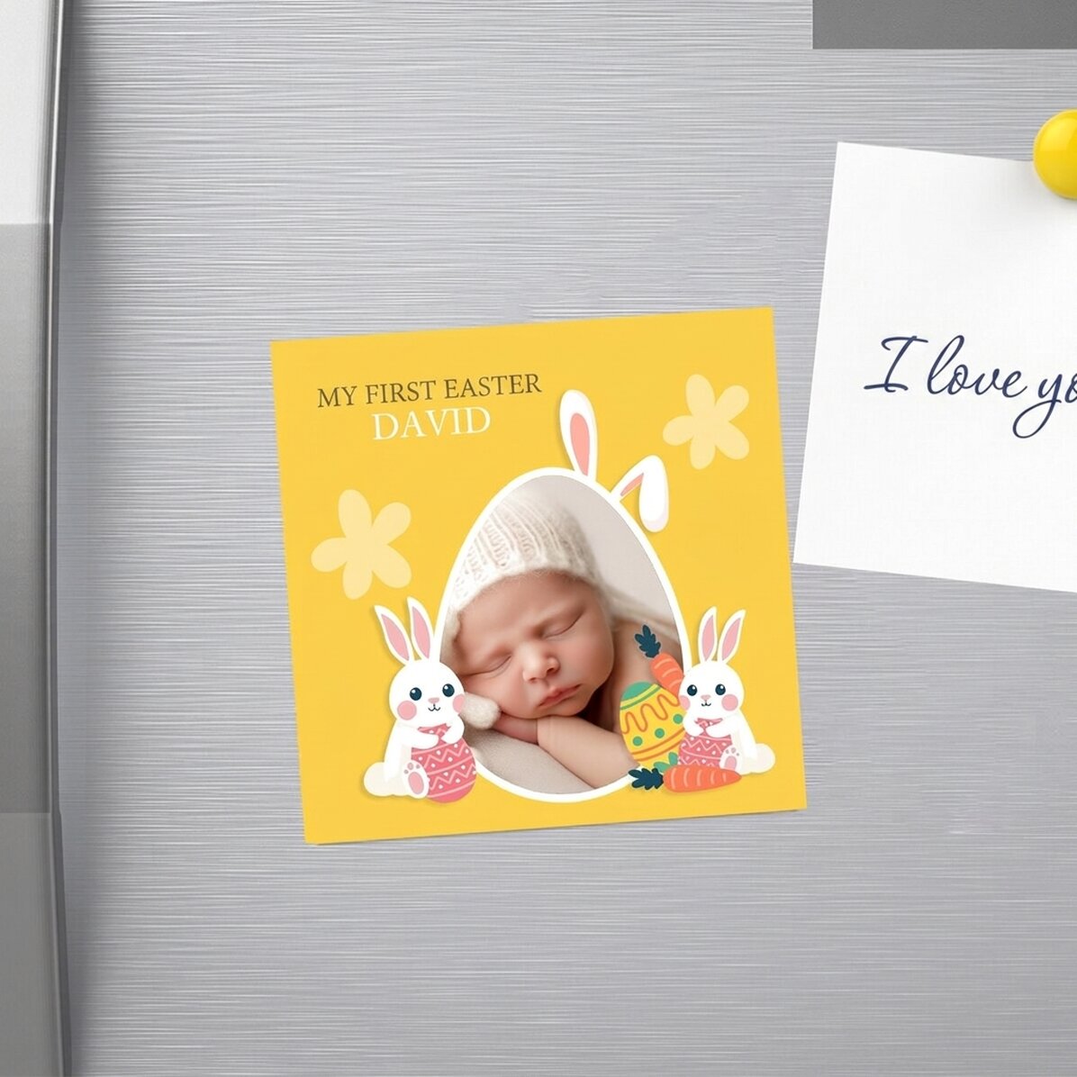 Imán personalizado de 10x10 con foto y mensaje - Pascua