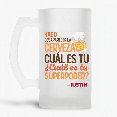 Jarra de cerveza personalizada con nombre - Superpower