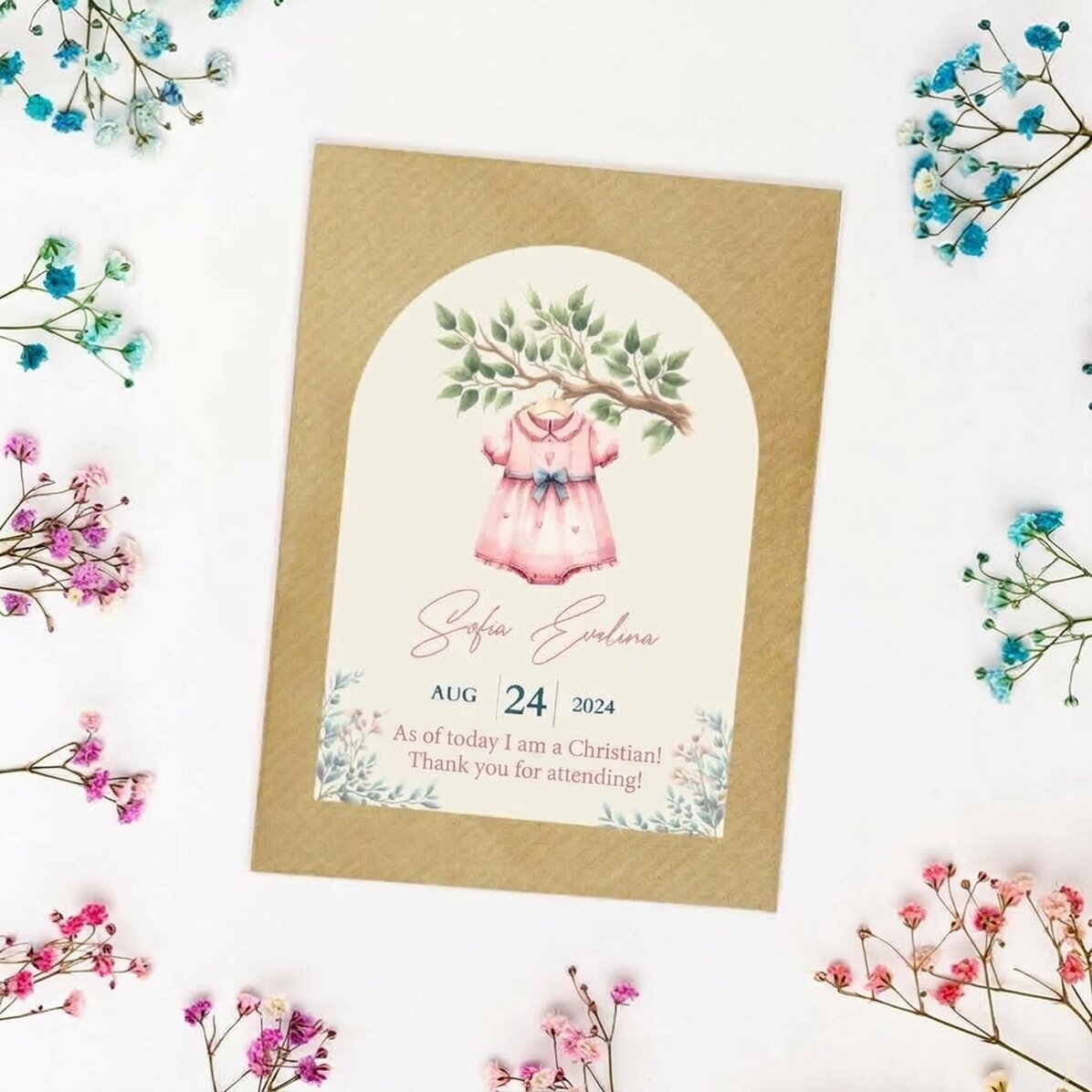 Recuerdo de bautizo personalizable con texto