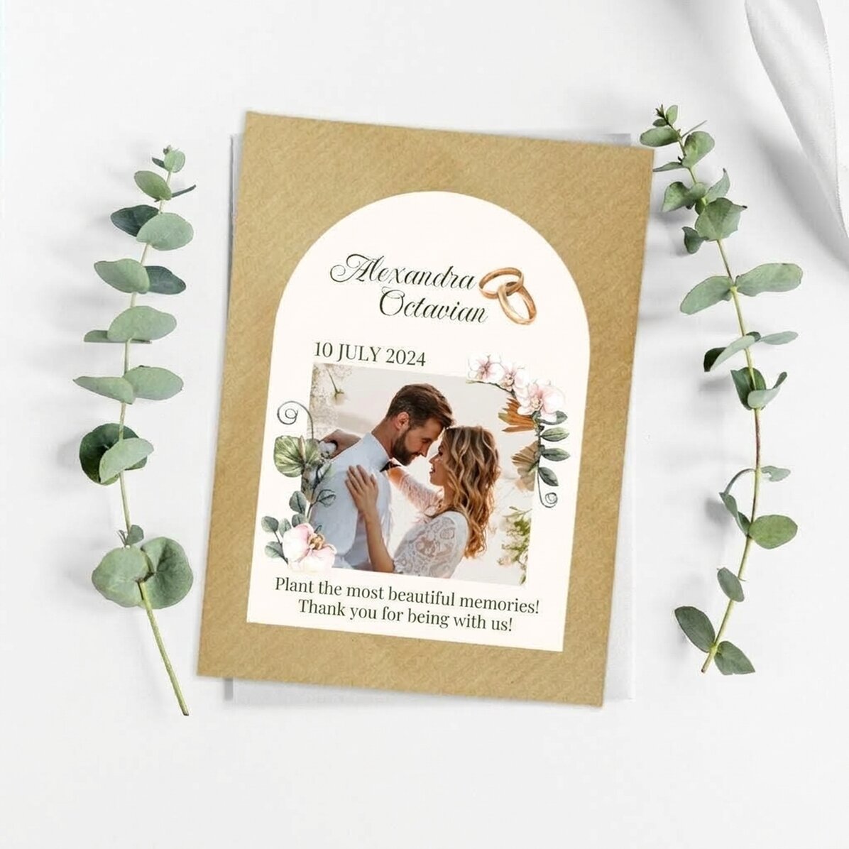 Recuerdo de boda personalizado con foto y texto