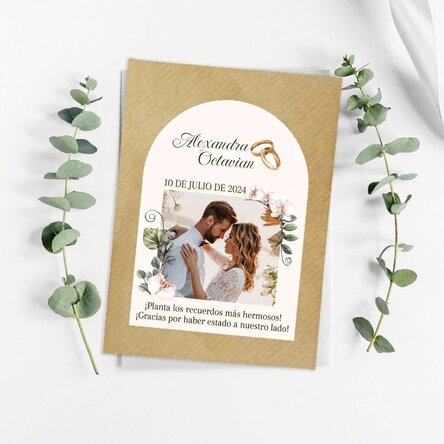 Recuerdo de boda personalizado con foto y texto