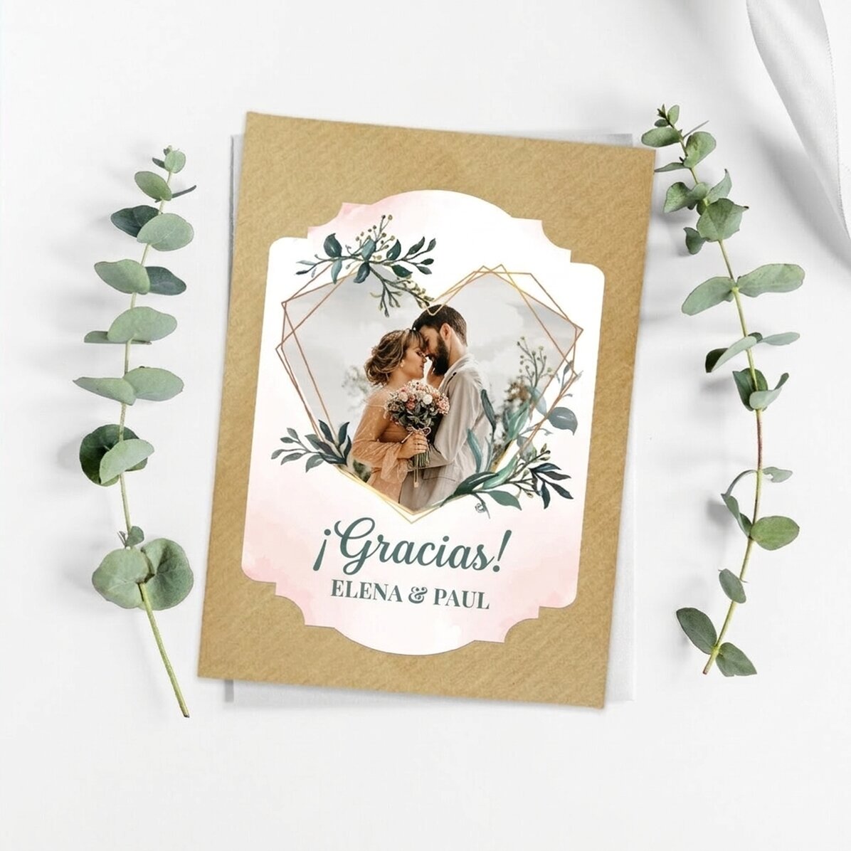 Recuerdo de boda personalizado con foto y texto - Corazón