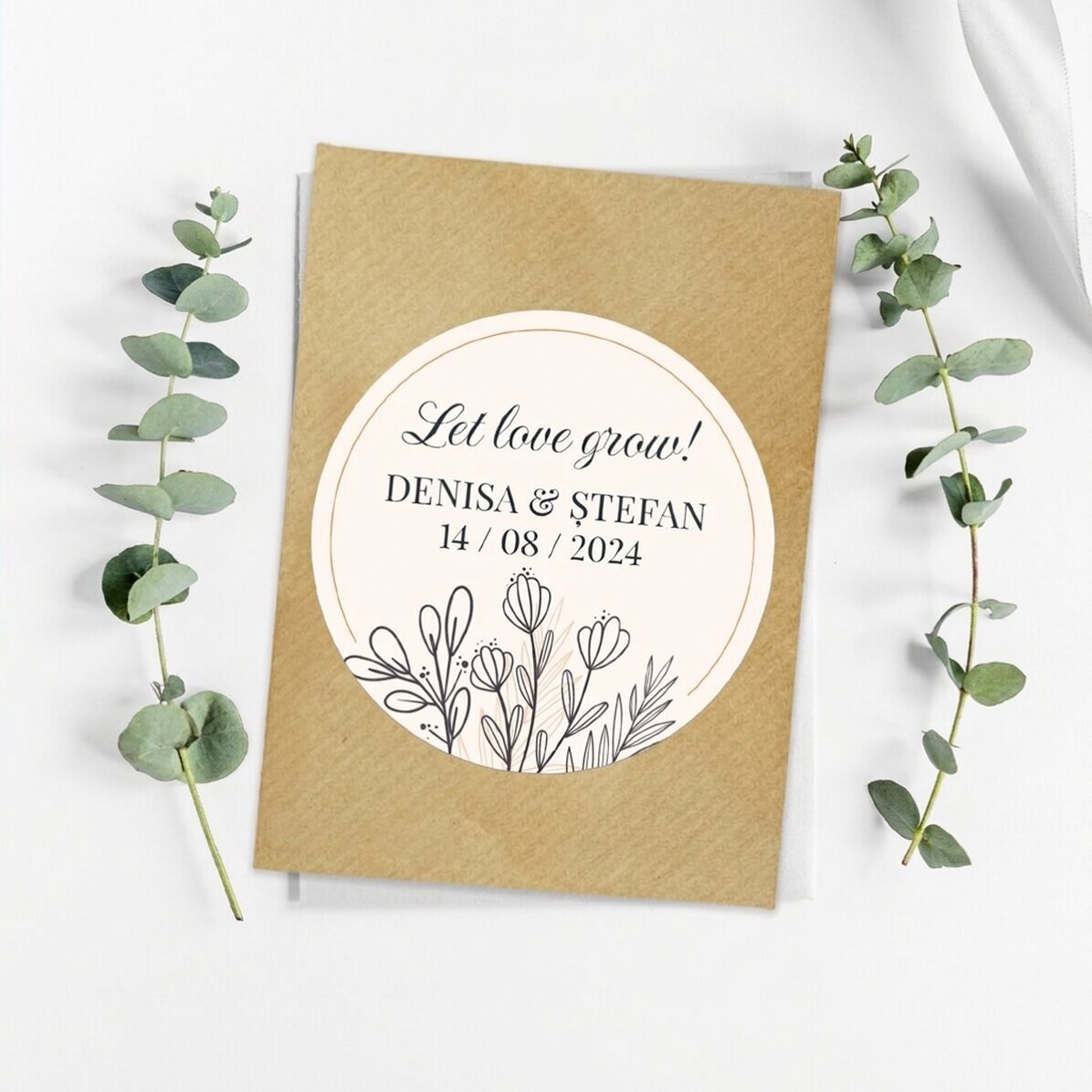 Detalle de boda personalizable con mensaje para plantar - Let love grow