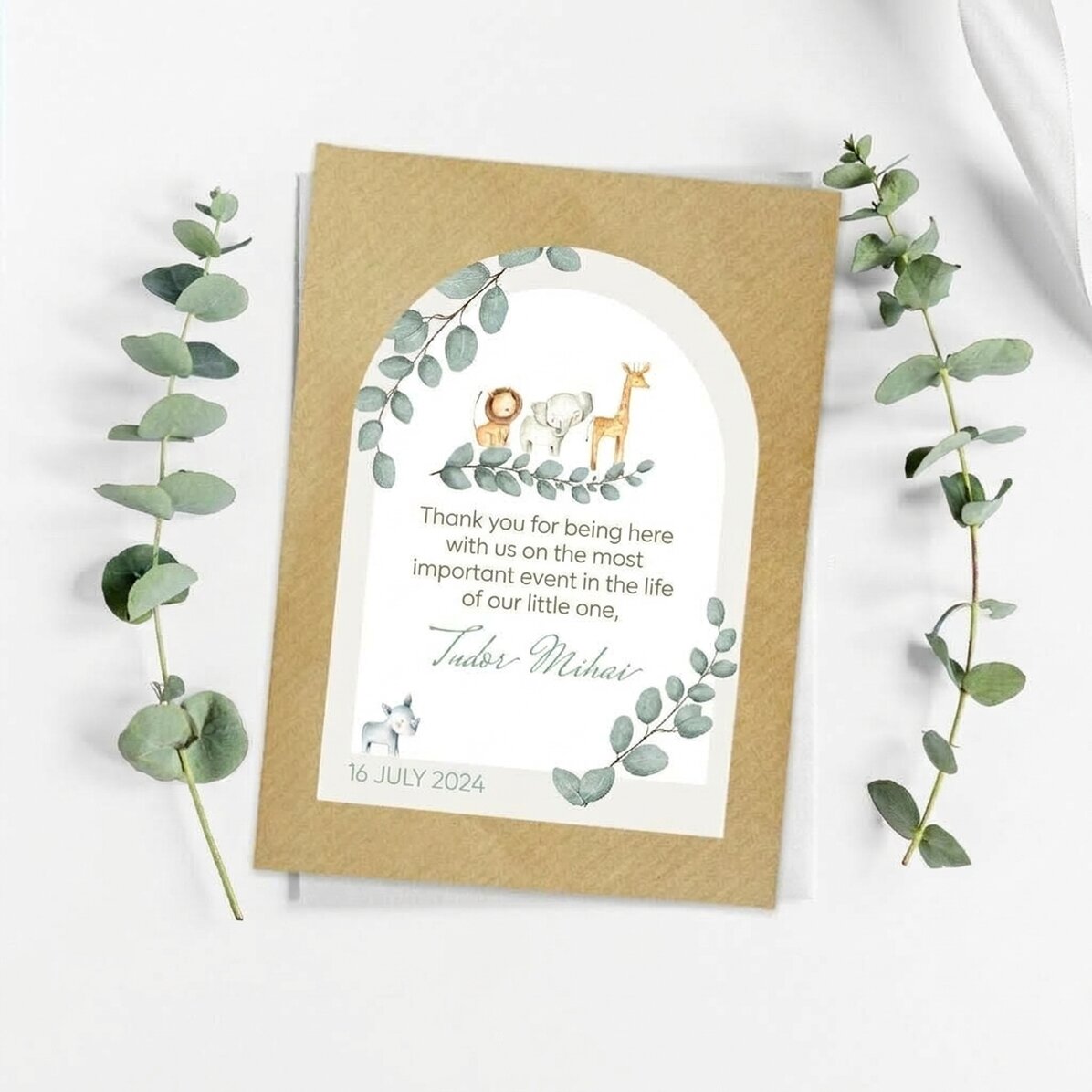 Recuerdo personalizable con texto para el bautizo - Gracias