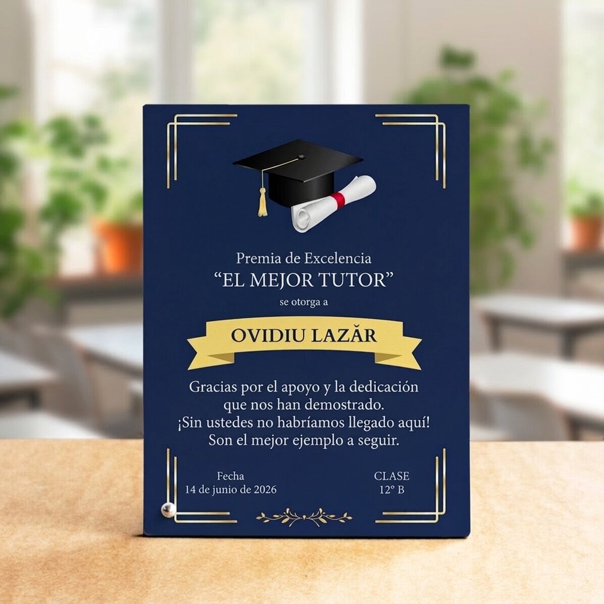 Marco de fotos de escritorio personalizado con mensaje - Premio a la Excelencia