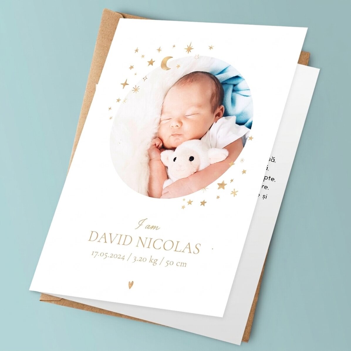 Tarjeta de felicitación personalizada con texto y foto - Bebé