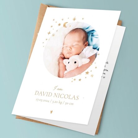 Personalised card with text and photo - Baby