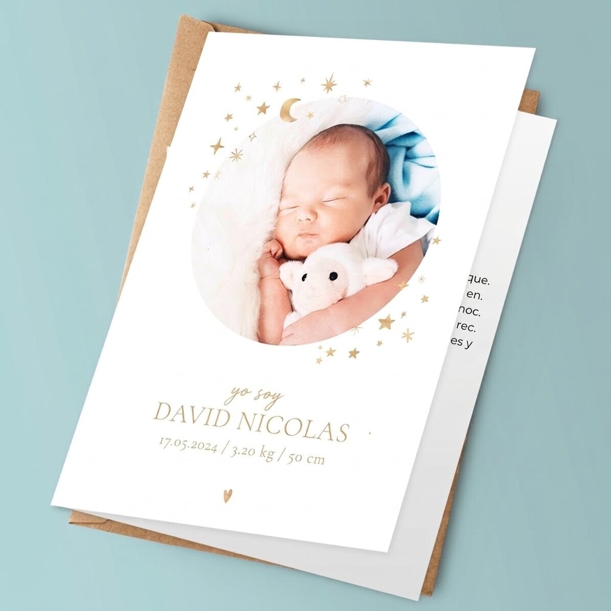 Tarjeta de felicitación personalizada con texto y foto - Bebé
