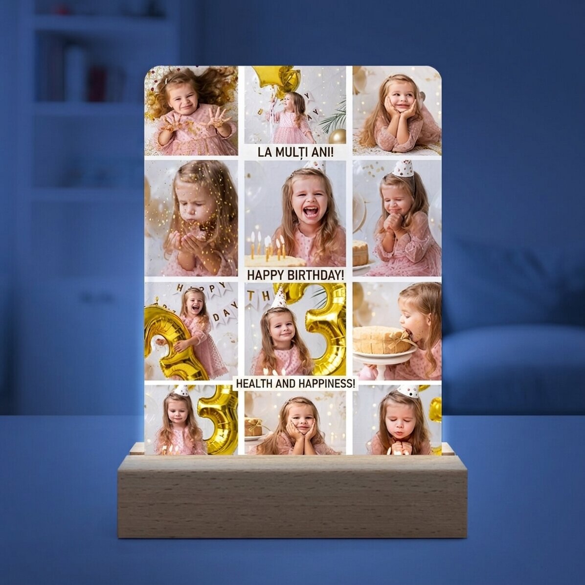 Lámpara LED de noche personalizada con 12 fotos