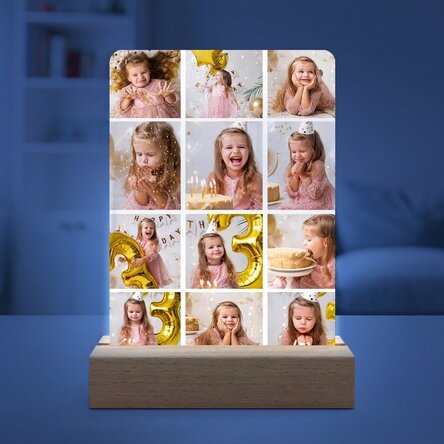 Lámpara LED de noche personalizada con 12 fotos
