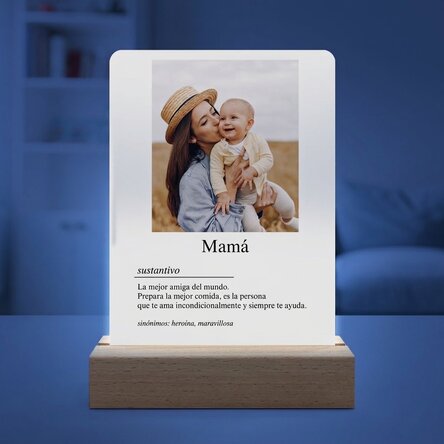 Lámpara LED de noche personalizada con una foto y un mensaje