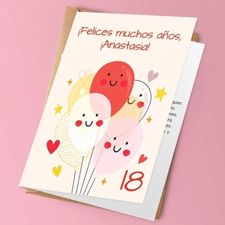 Tarjeta de felicitación personalizada con texto - Globos