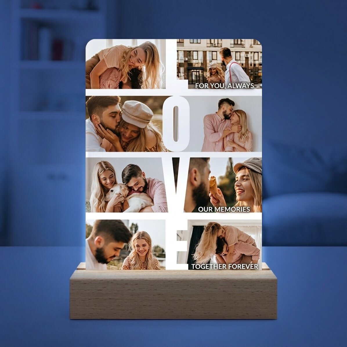 Lámpara LED de noche personalizada con 8 fotos