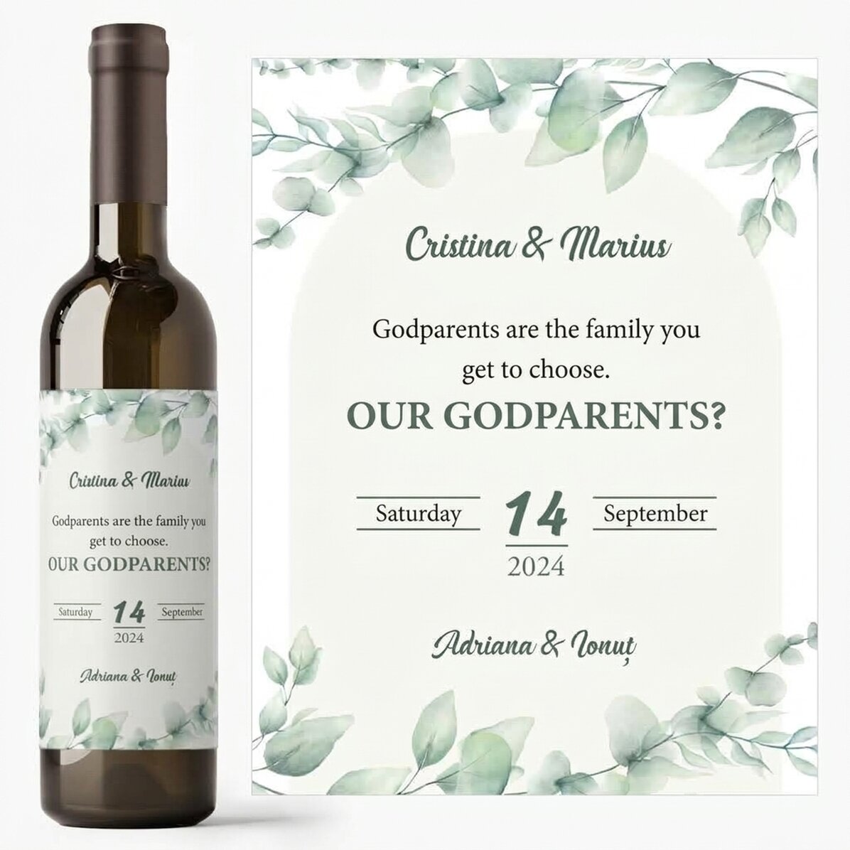 Vino personalizado con texto - Para los padrinos